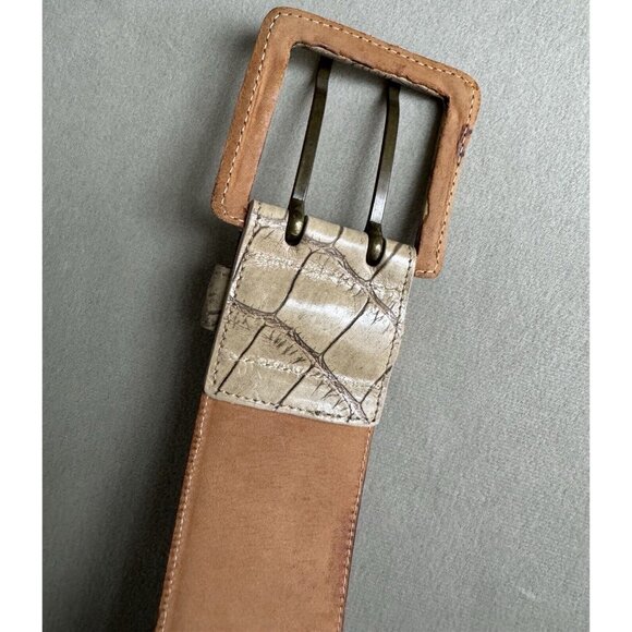 Giorgio Armani leather belt croc embossed Neutral Beige Vintage 93cm 36.5 In main image 6